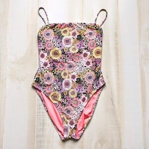 Free People Urban Outfitters 90s High Cut Daisy Floral One Piece Low Back
